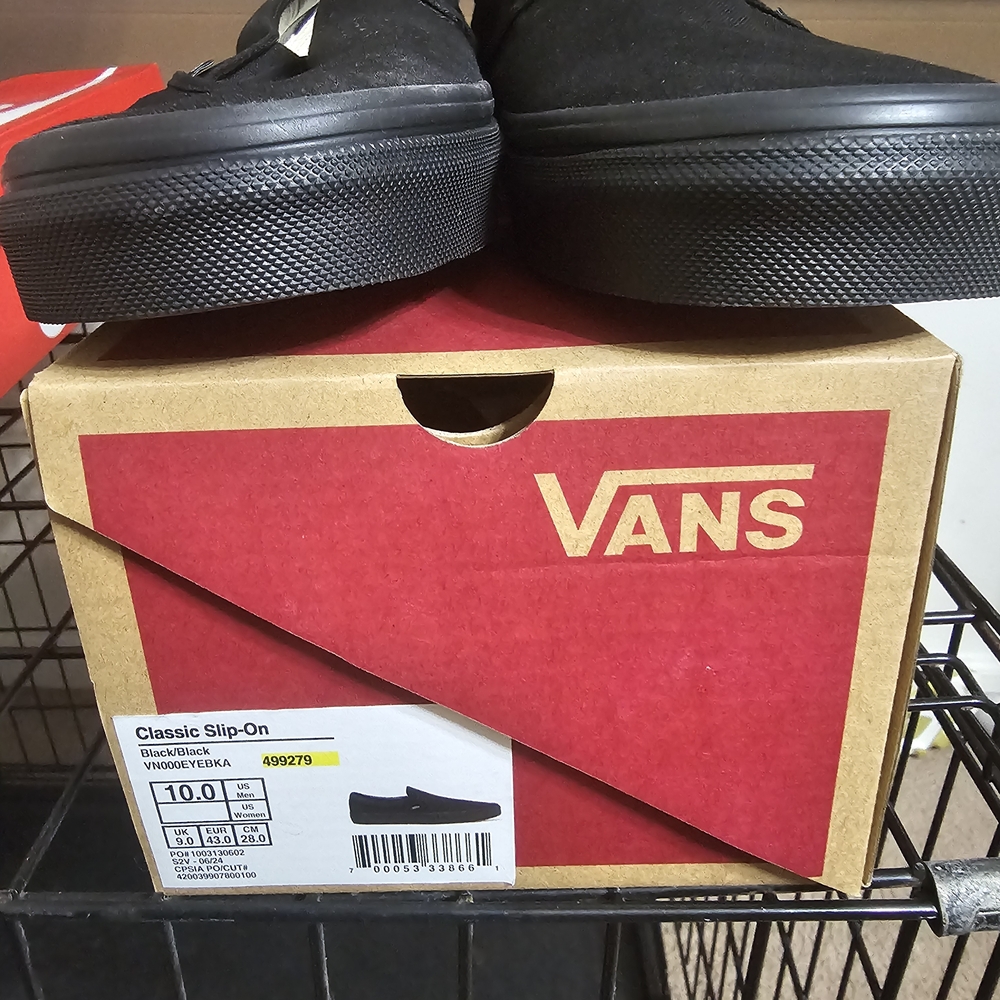 Vans Black Slip-On with Red Logo - Picture 2 of 3